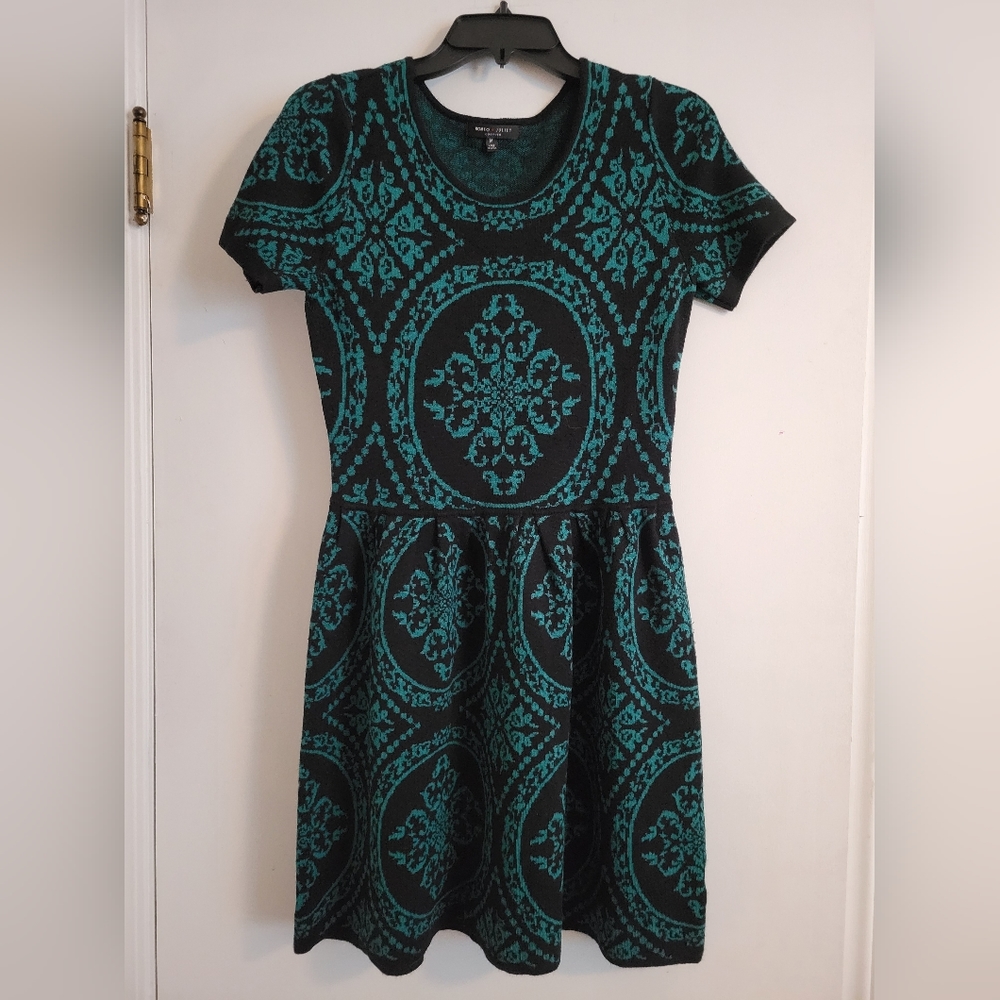 Blue and black sweater dress